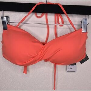 So De Mel Women’s Size L Coral Twisted Bandeau Bikini Top